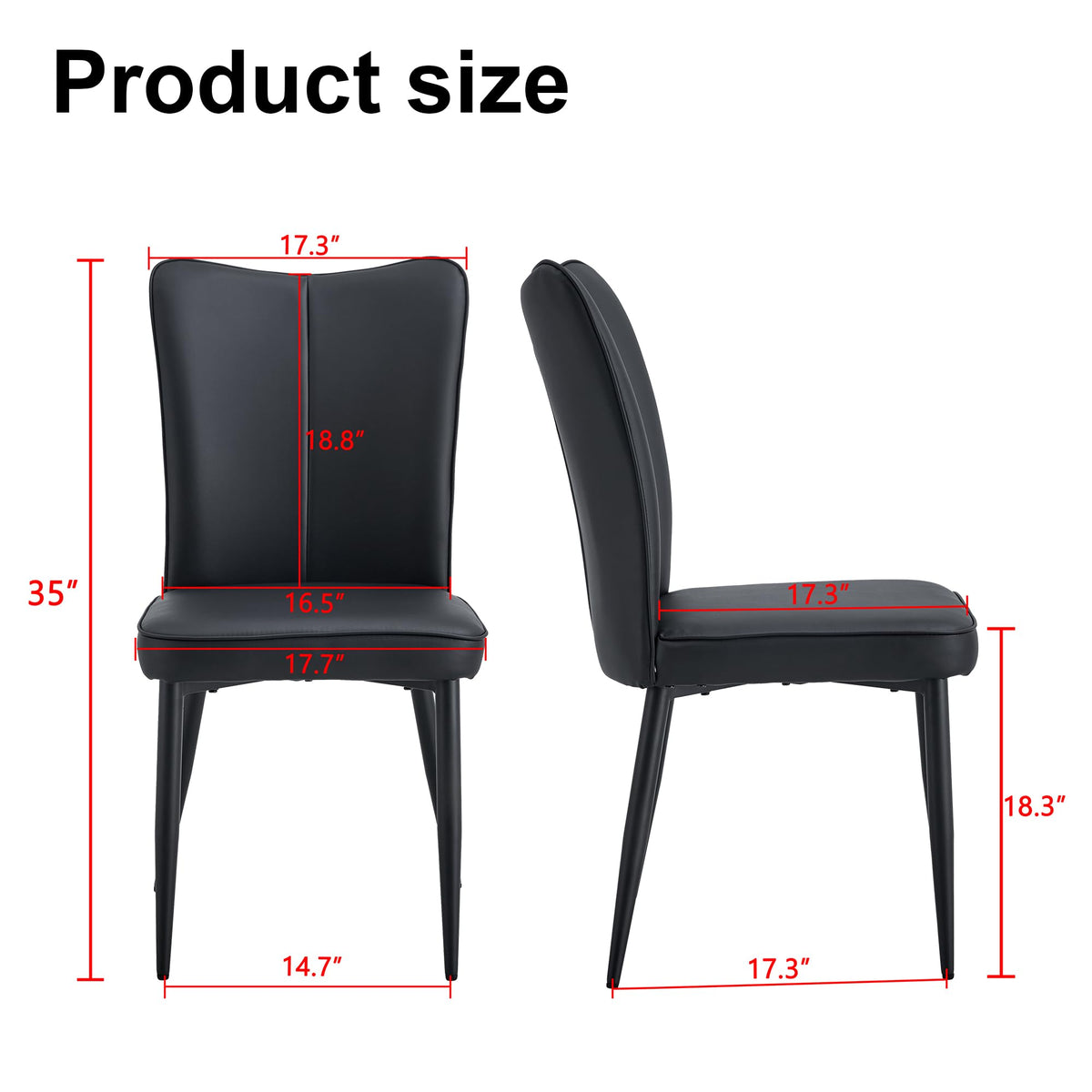 Black Faux PU Leather Dining Chairs Set of 4 A36122