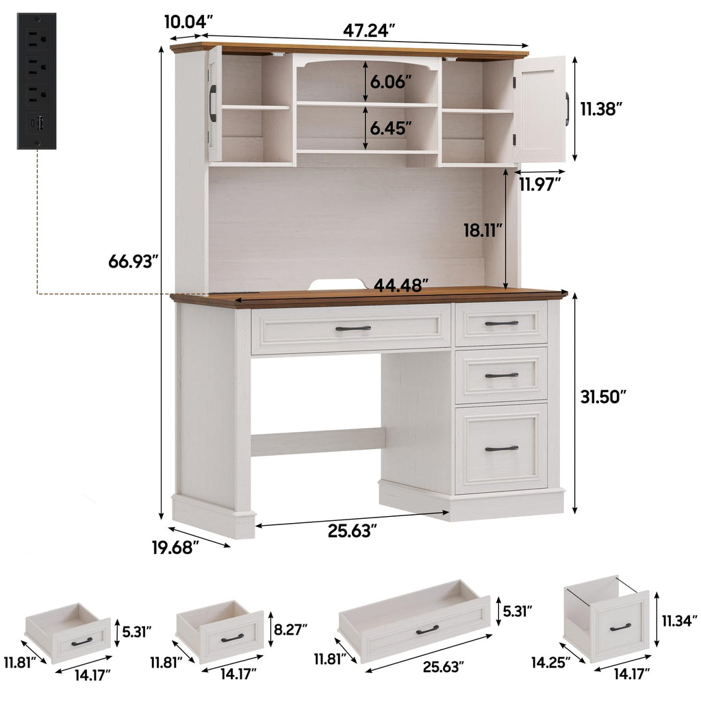 67" Executive Desk with Hutch and Charging Station K825593