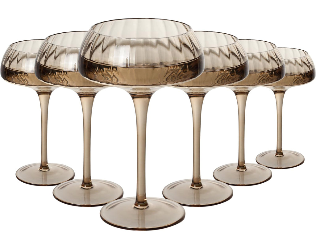 Smoke Gray Coupe Glasses Set of 6 D7922