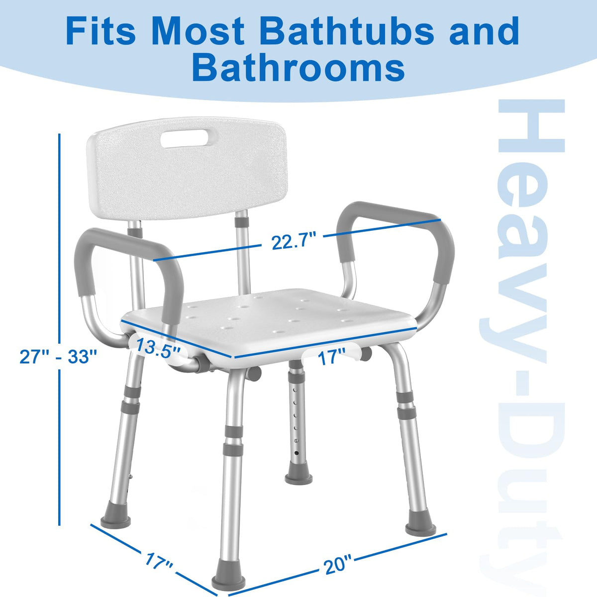 Shower Chair with Arms and Back and Bedside Commode with Padded Seat and Backrest A233