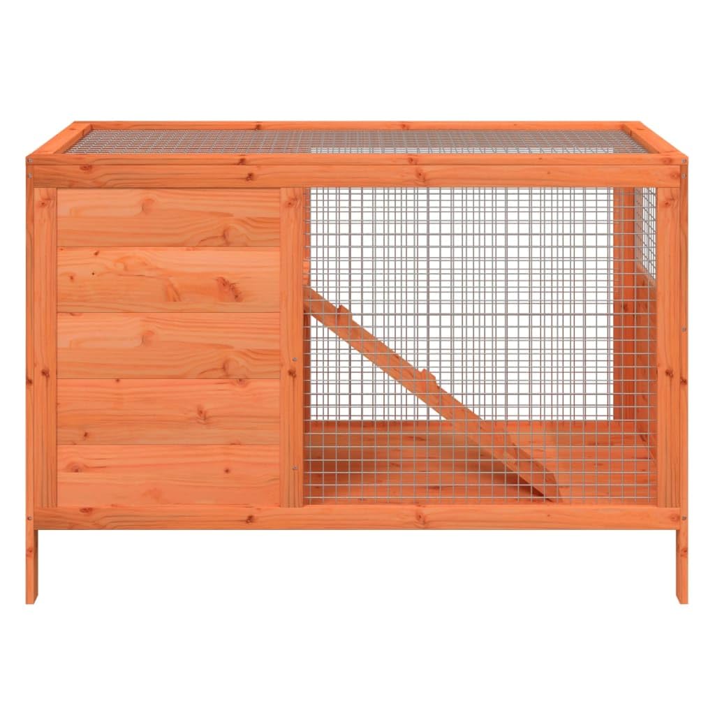 Solid Pine Wood 2 Tier Rabbit Hutch with Ramp B32830