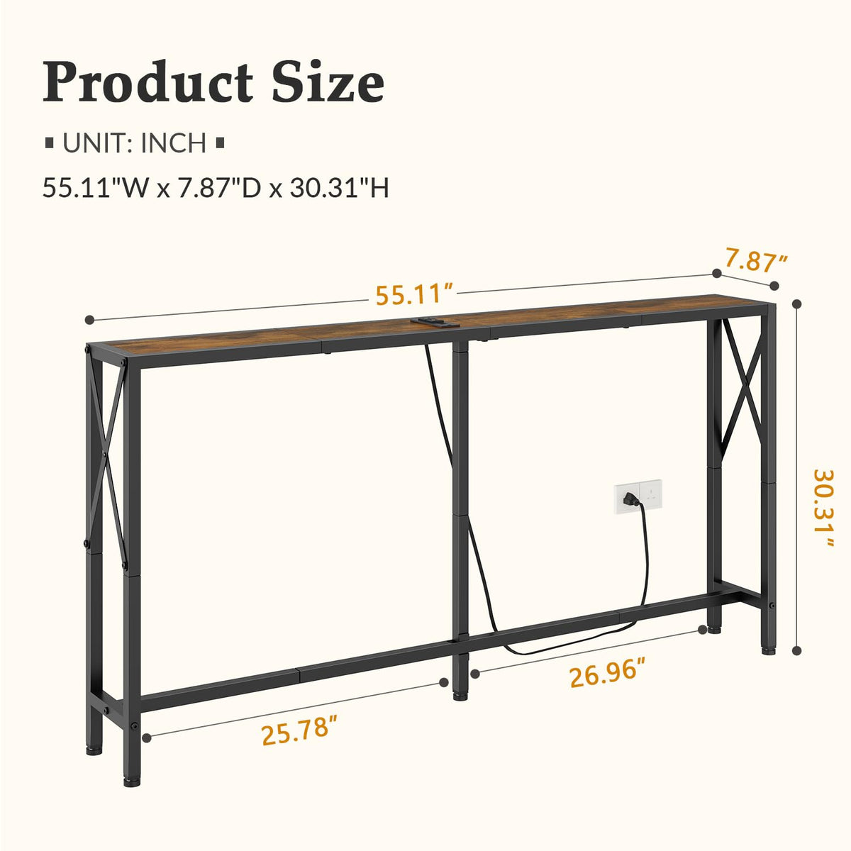Narrow Console Table with Socket T843527