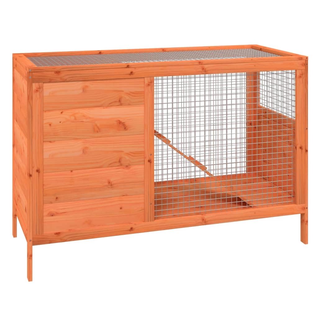 Solid Pine Wood 2 Tier Rabbit Hutch with Ramp B32830