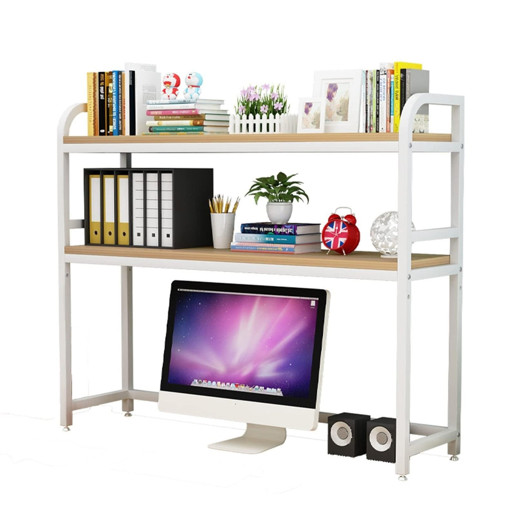 2-Tier White Desktop Bookshelf C617
