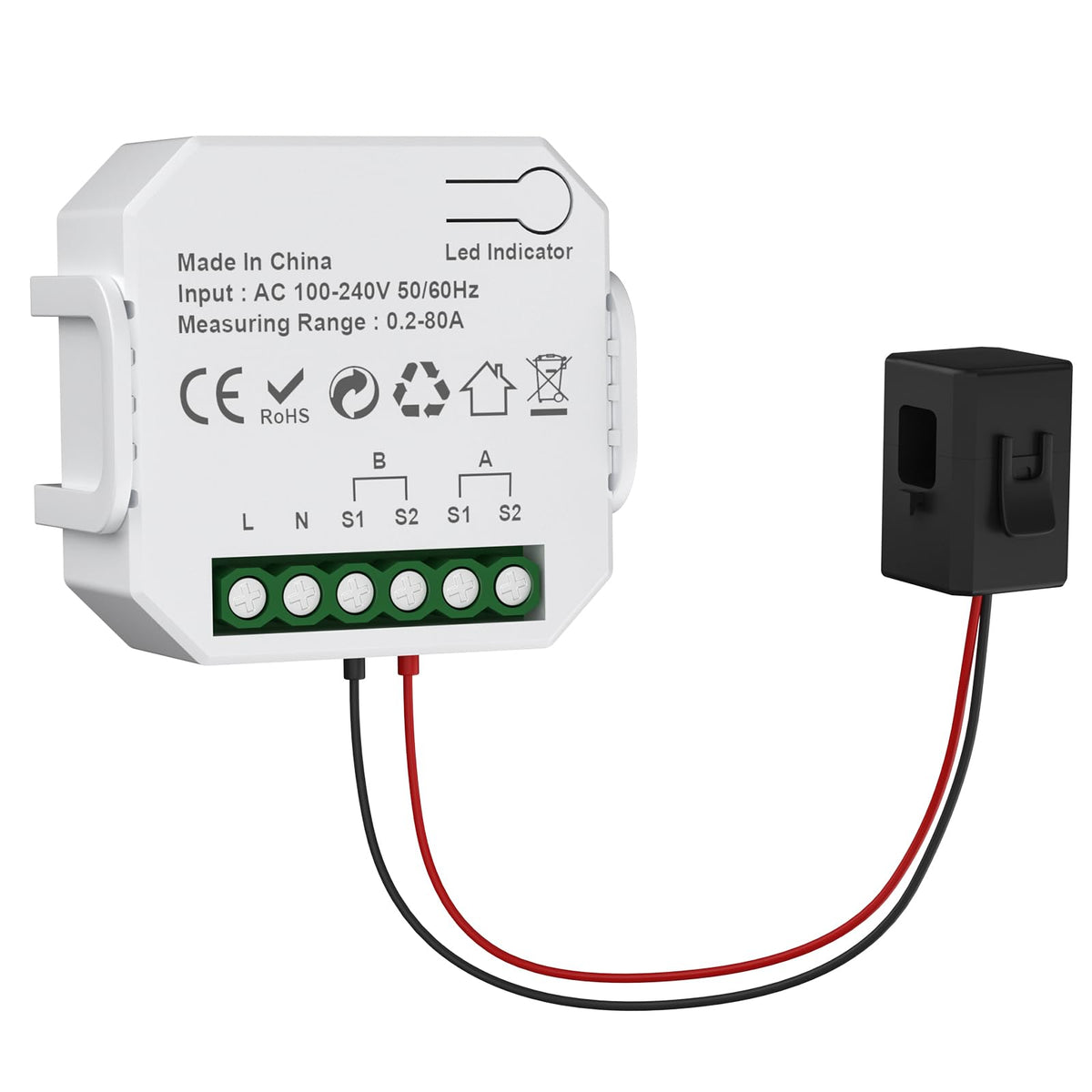 1-Channel WiFi Power Meter 80A Smart Energy Monitor D2687