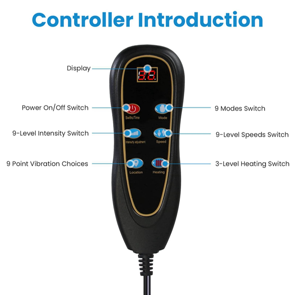 Full Body Electric Heating Vibration Massage Mat Cushion N5889