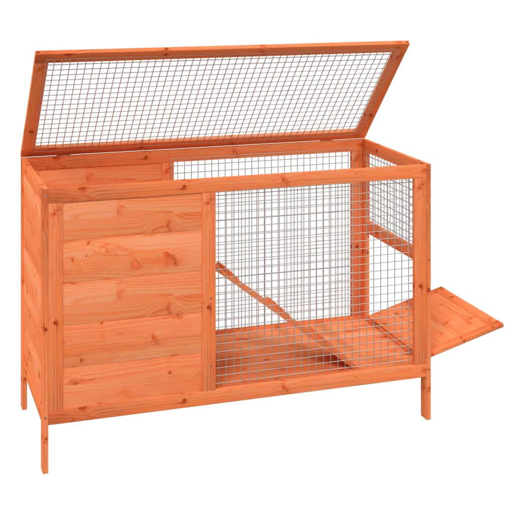 Solid Pine Wood 2 Tier Rabbit Hutch with Ramp B32830