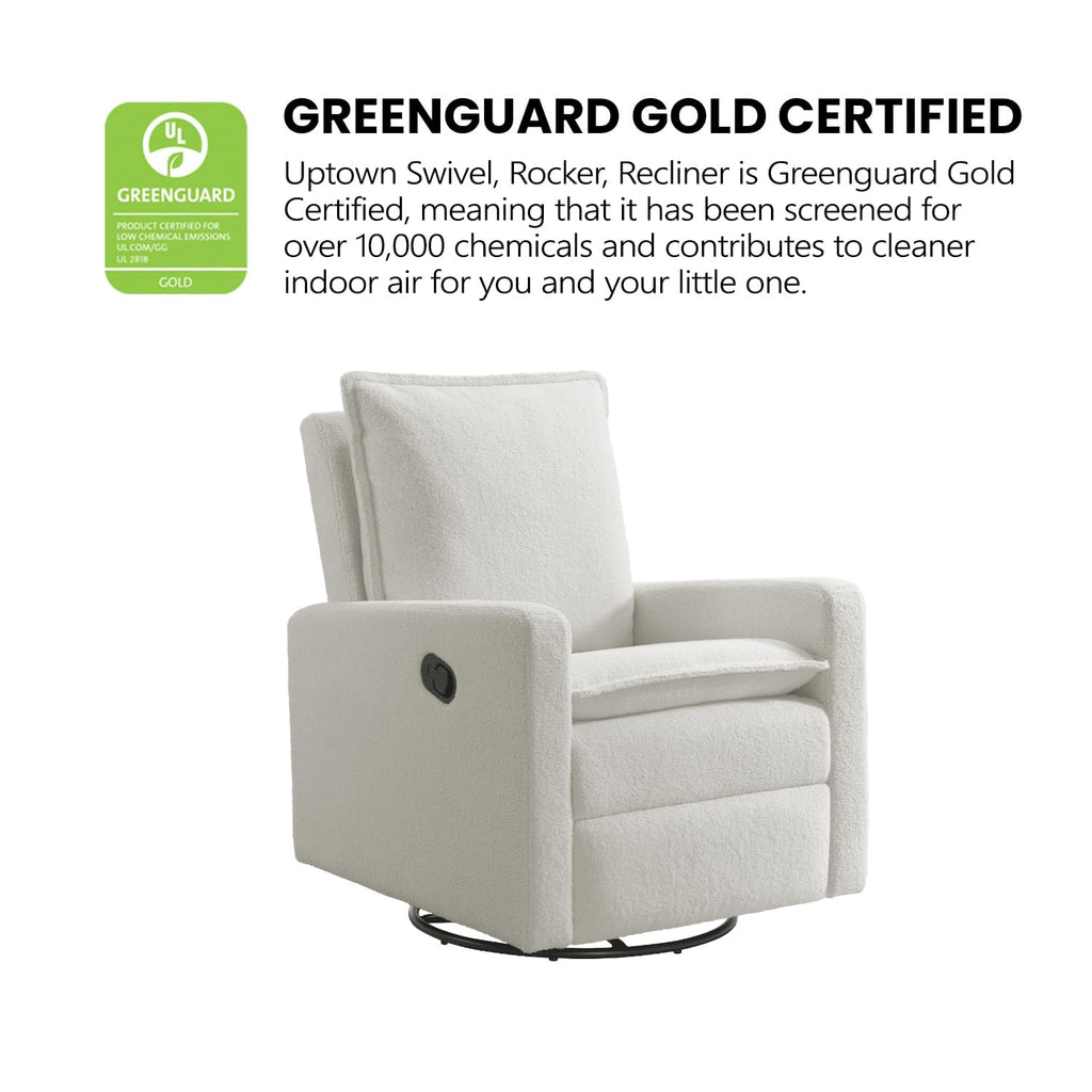 White Boucle Swivel Glider Recliner I614