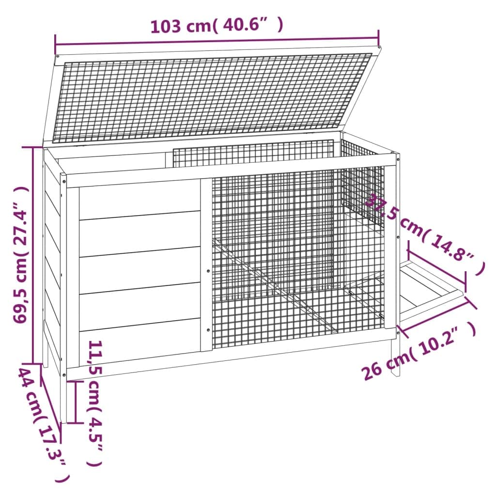 Solid Pine Wood 2 Tier Rabbit Hutch with Ramp B32830