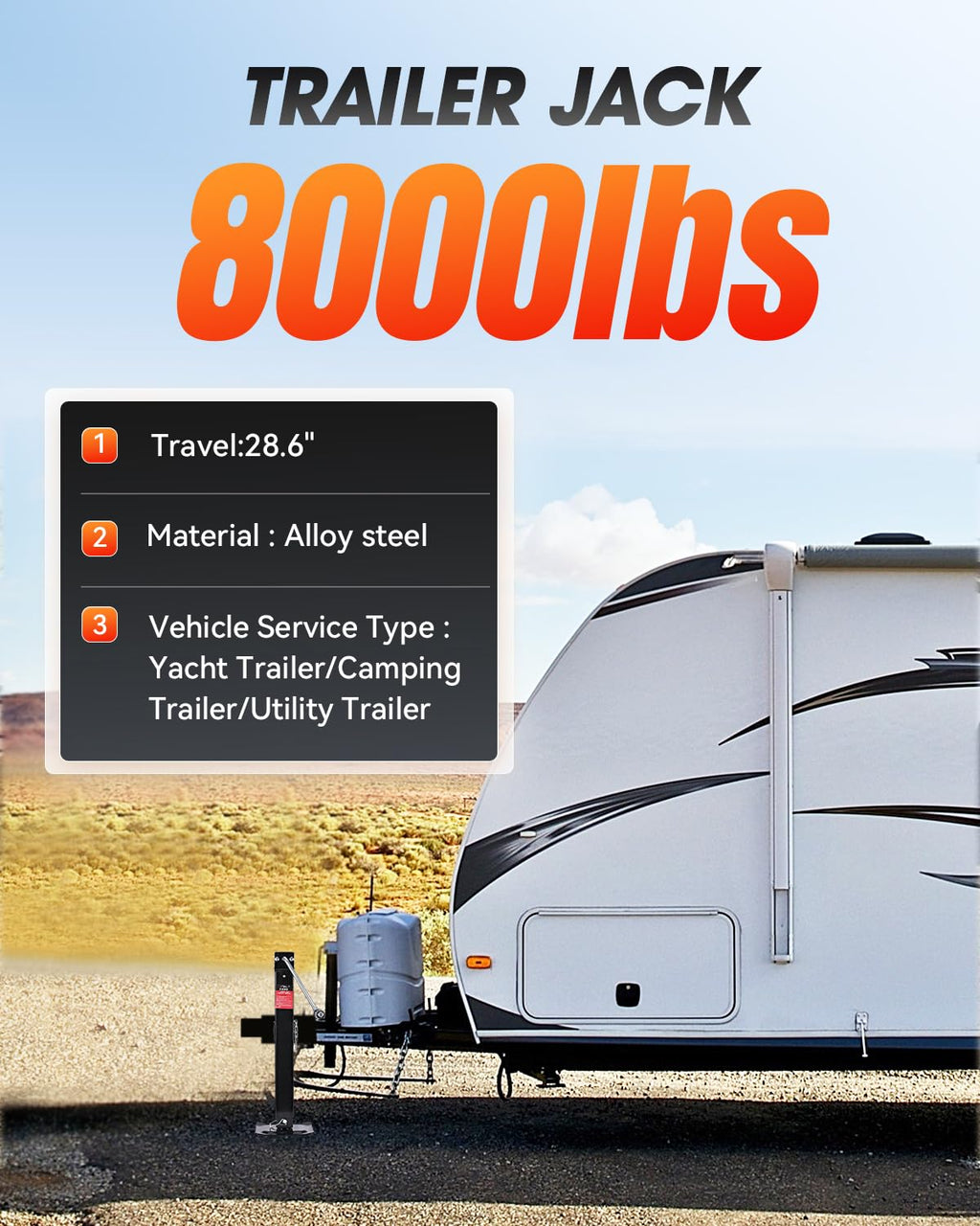 8000 lbs Swivel Trailer Jack A96330