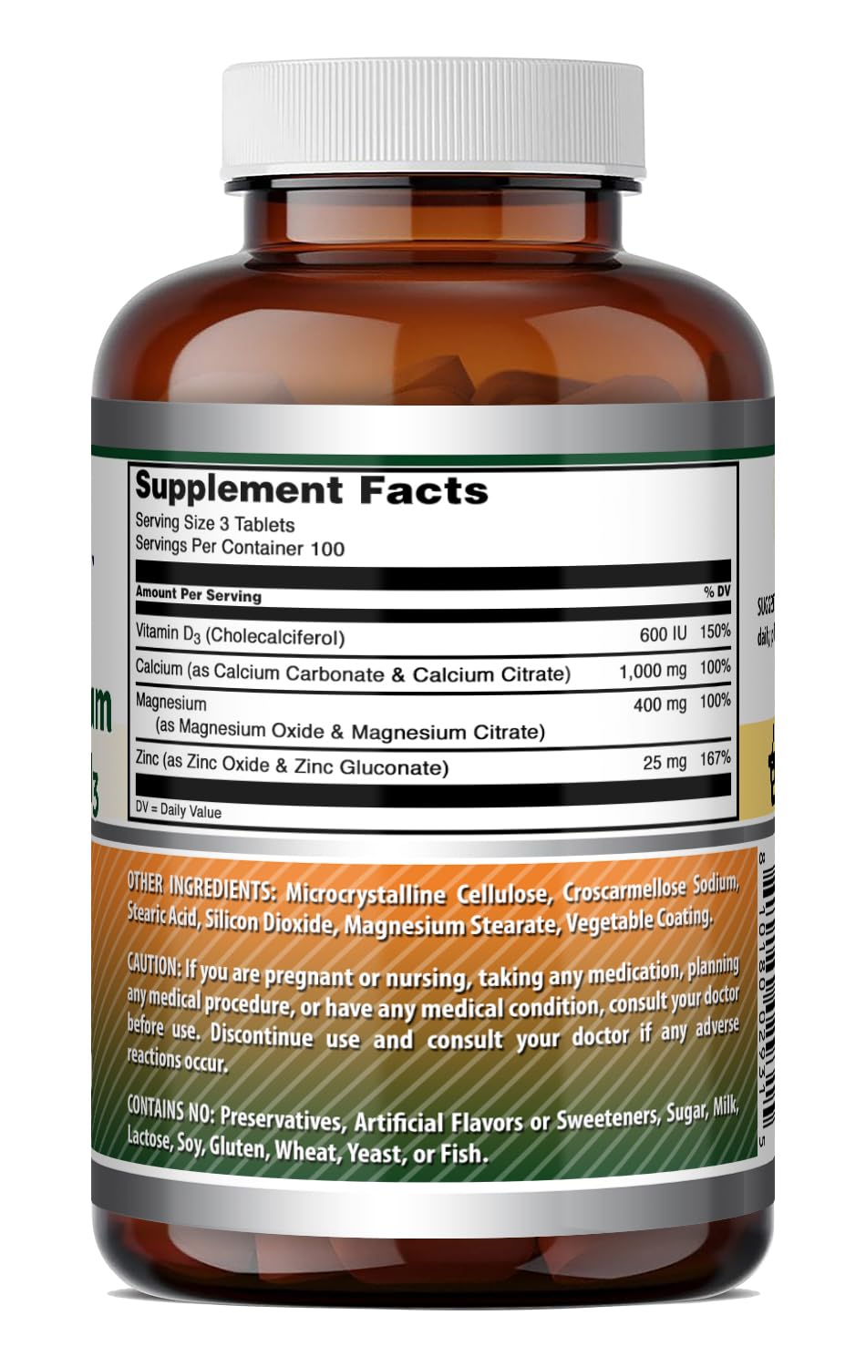 Calcium Magnesium Zinc D3 Tablets L7568