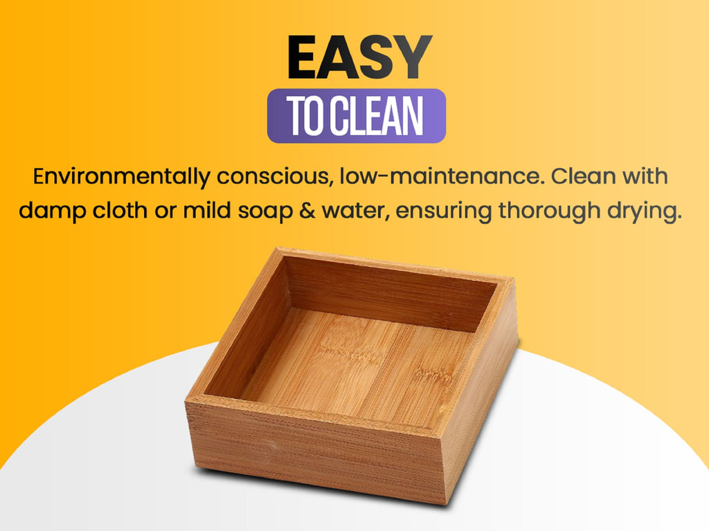 Bamboo Drawer Organizer Storage Box, 2 Pack 6x9x2 inch E83444