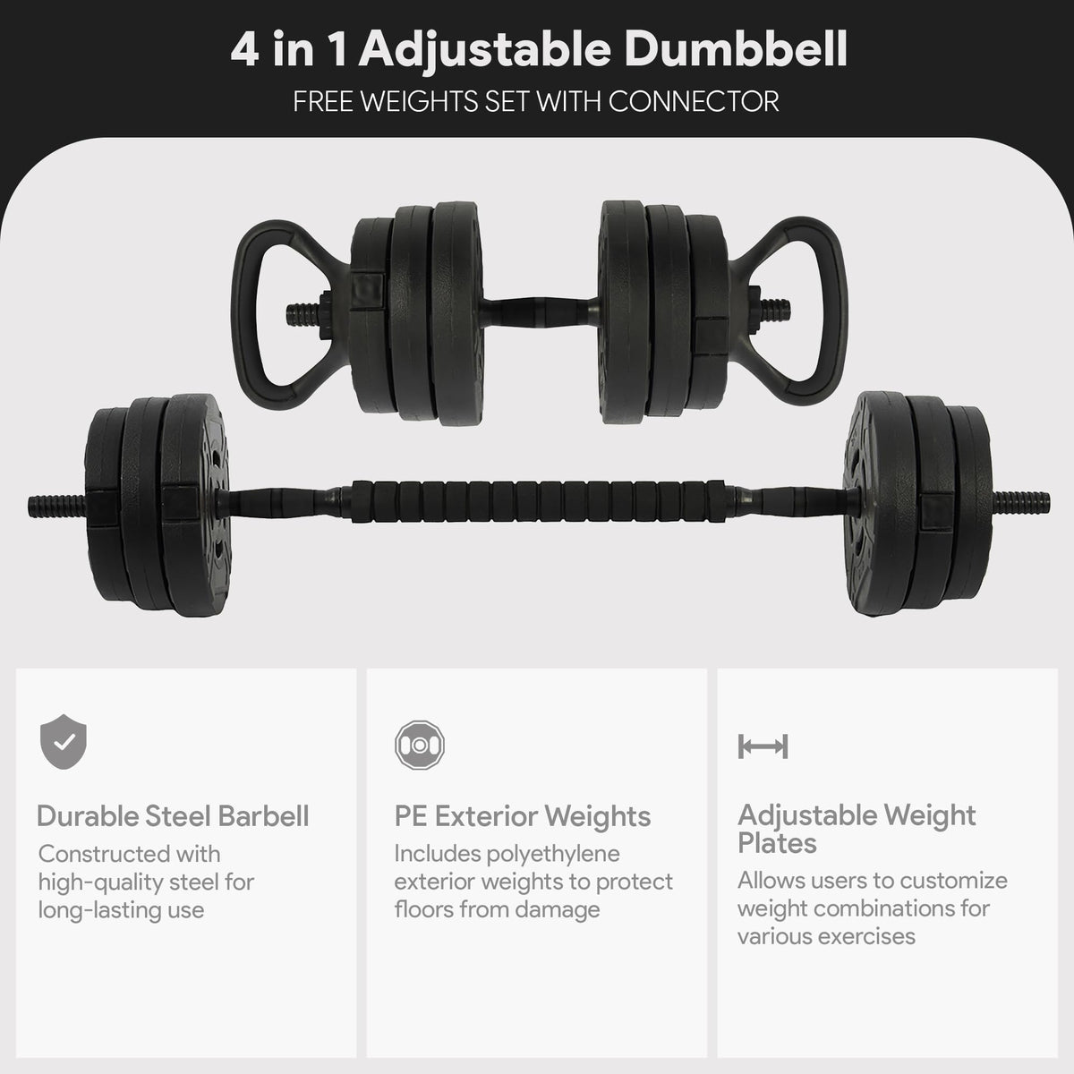 Adjustable Dumbbell Set 60 Lbs Black G423815