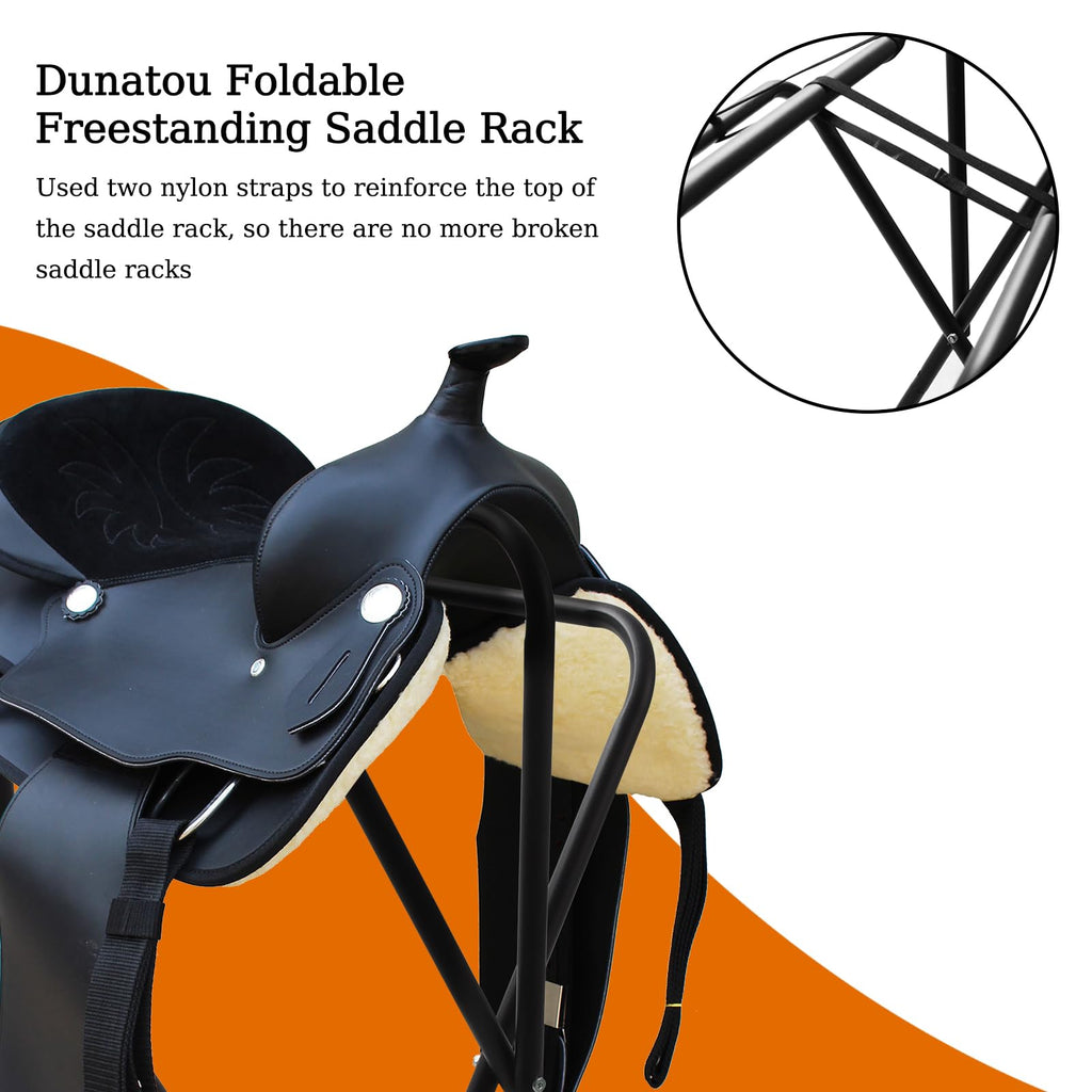 Foldable Saddle Rack with Storage Shelf, Black W490