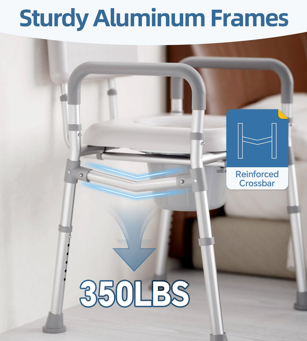 Shower Chair with Arms and Back and Bedside Commode with Padded Seat and Backrest A233