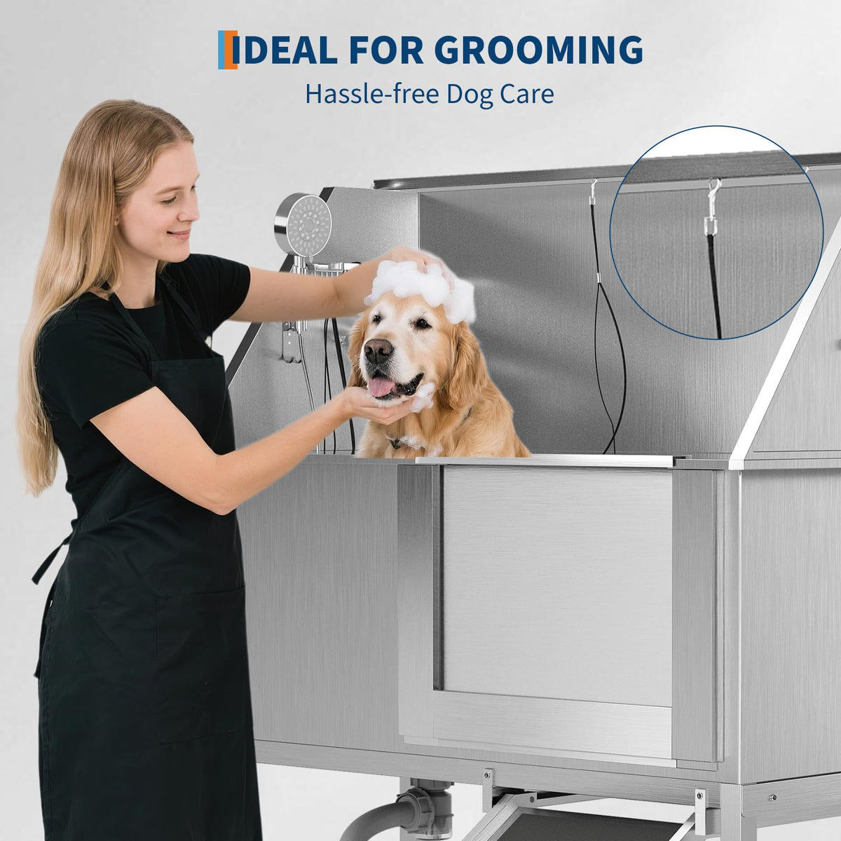 50 Inch Stainless Steel Dog Washing Station with Non-Slip Ramp P5729