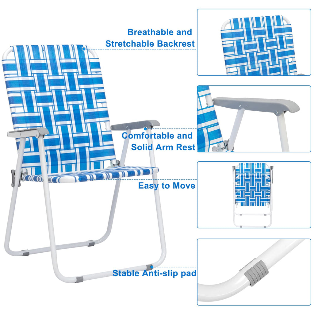 Blue Webbed Folding Lawn Chairs Set of 2 Z5549