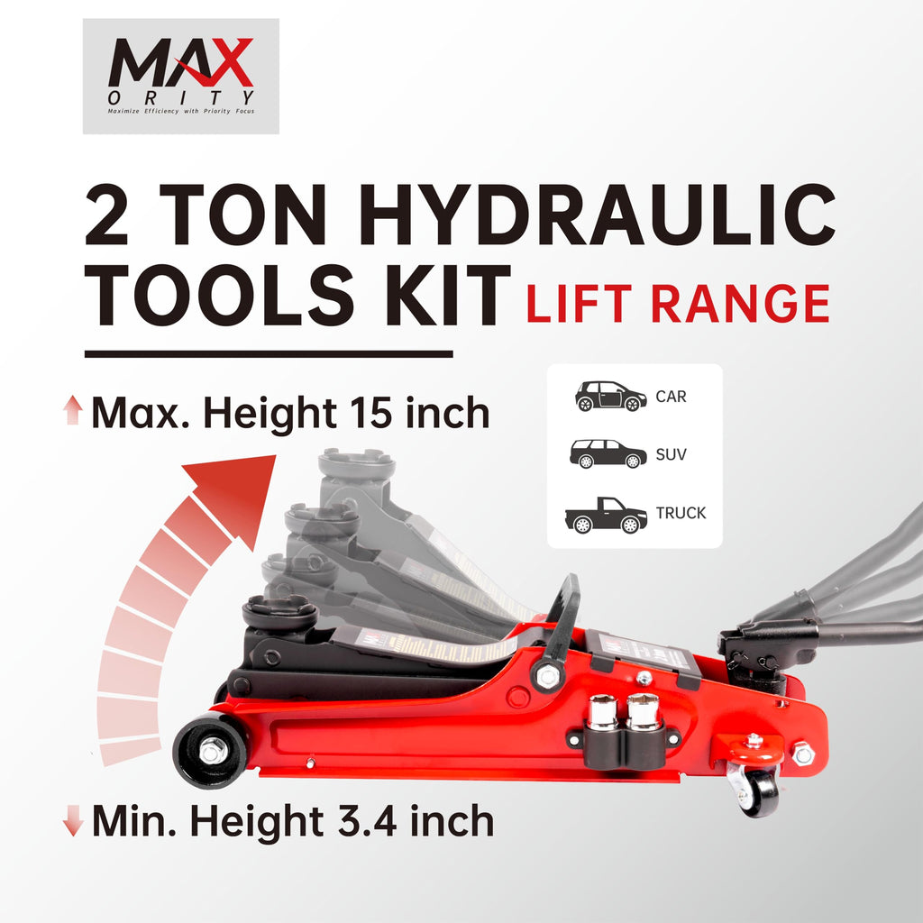 2-Ton Hydraulic Low Profile Trolley Floor Jack with Carrying Case and Tire Tool Kit N366