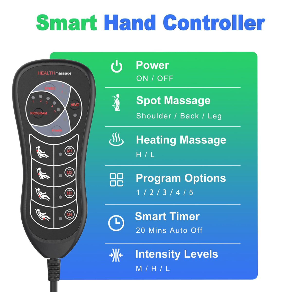 Heated Vibration Full Body Massage Mat with Lumbar Support Cushion U61522