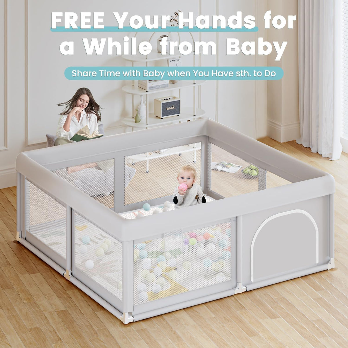 Baby Playpen with Mat, 50x50 Inch T5526