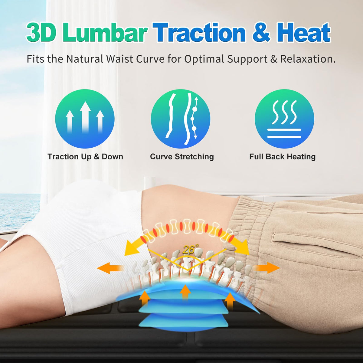 Heated Vibration Full Body Massage Mat with Lumbar Support Cushion U61522