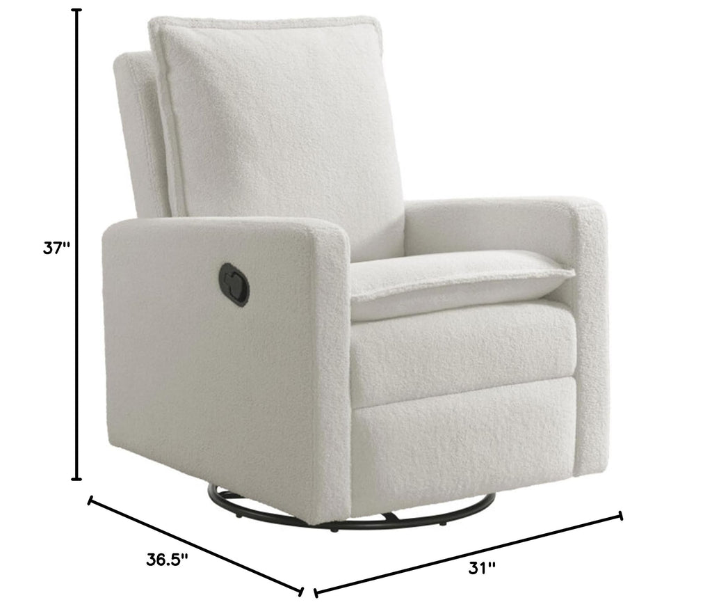 White Boucle Swivel Glider Recliner I614