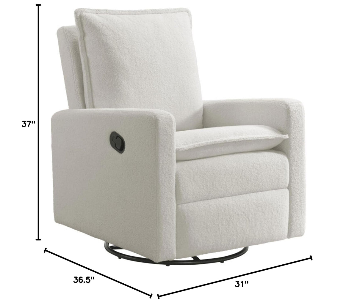 White Boucle Swivel Glider Recliner I614
