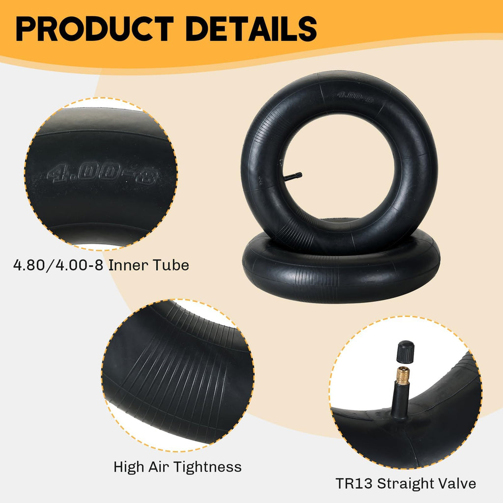 2 Pack 4.80/4.00-8 Inner Tube with TR-13 Straight Valve Stem G616428