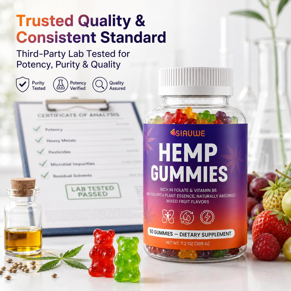 Sugar Free Hemp Gummies 60 Count C916332