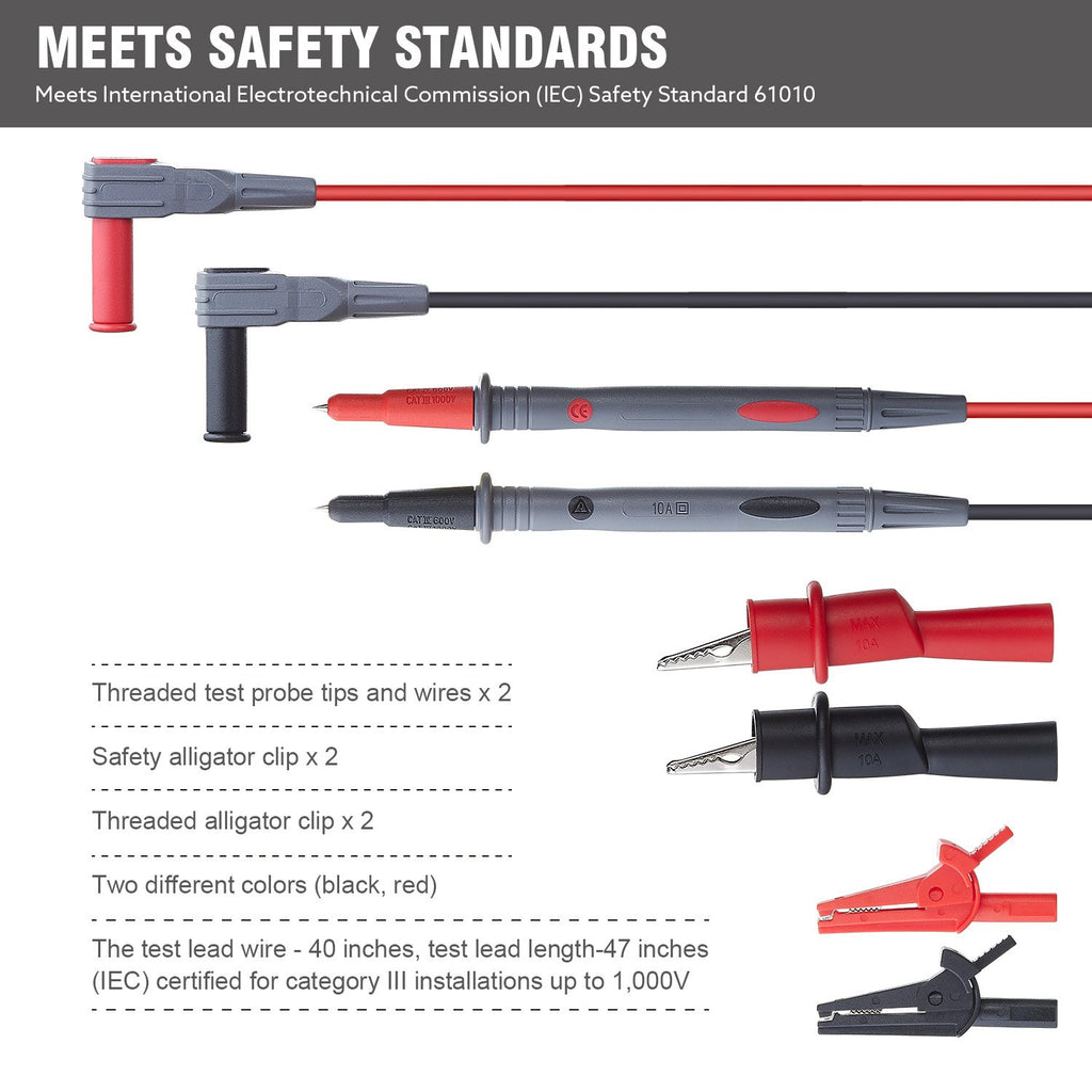 Silicone Multimeter Test Leads with Alligator Clips R2937
