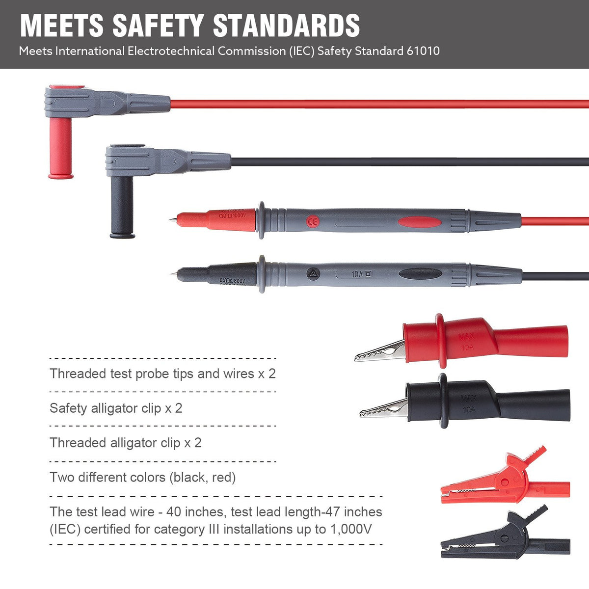 Silicone Multimeter Test Leads with Alligator Clips R2937