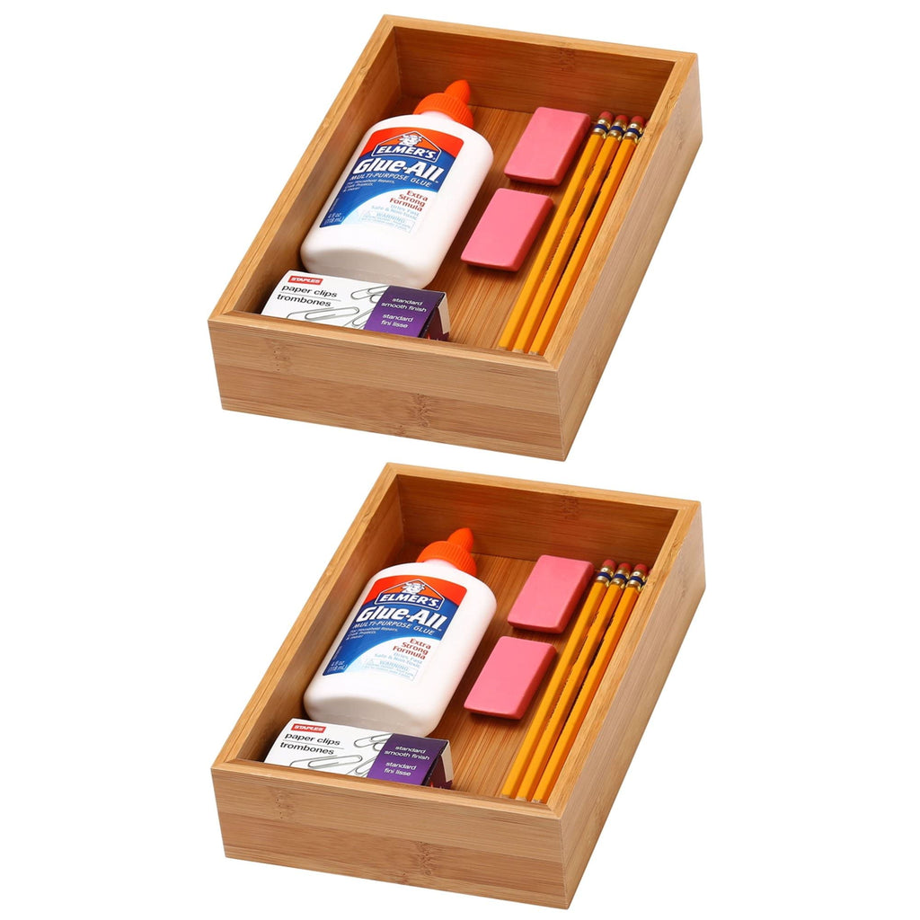 Bamboo Drawer Organizer Storage Box, 2 Pack 6x9x2 inch E83444