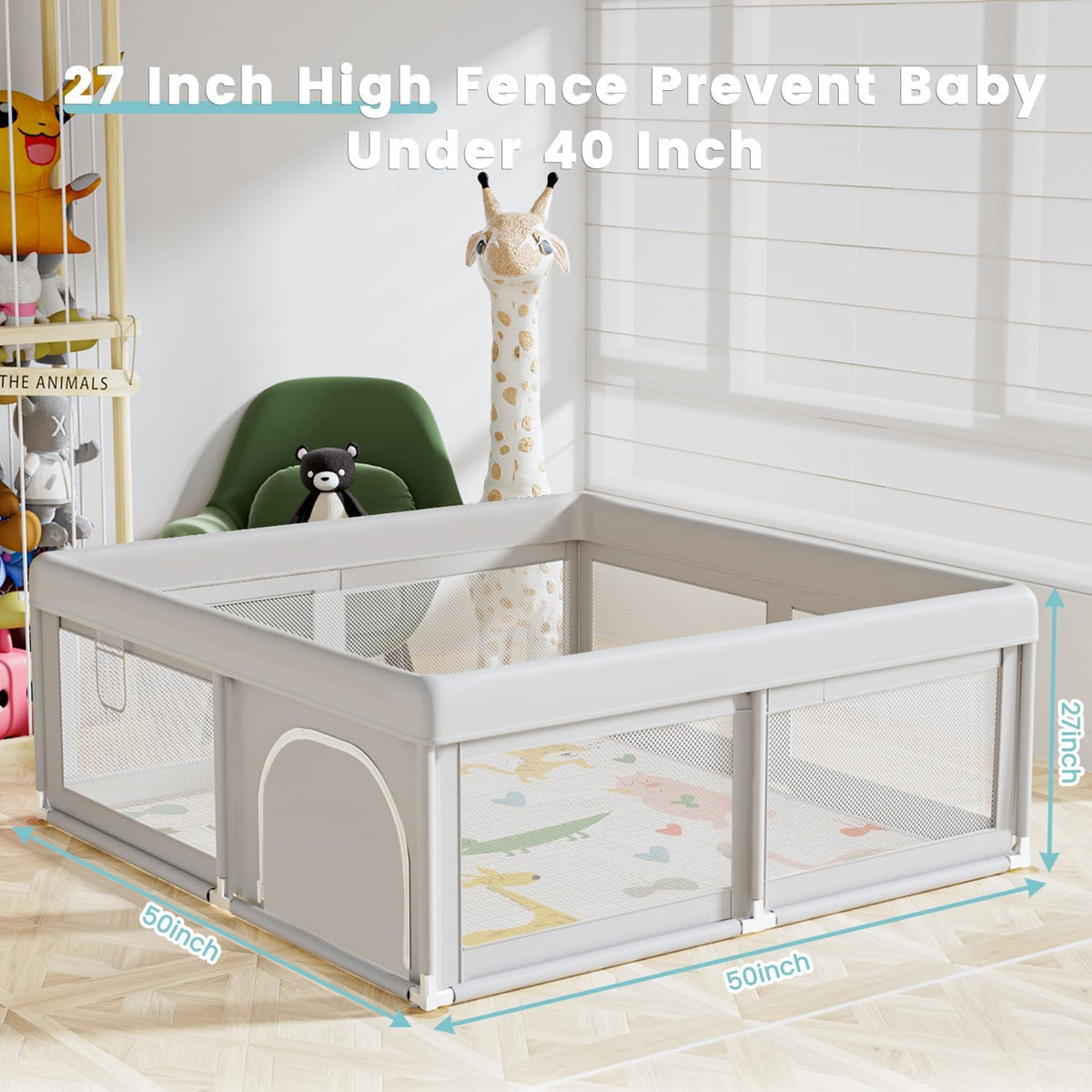 Baby Playpen with Mat, 50x50 Inch T5526