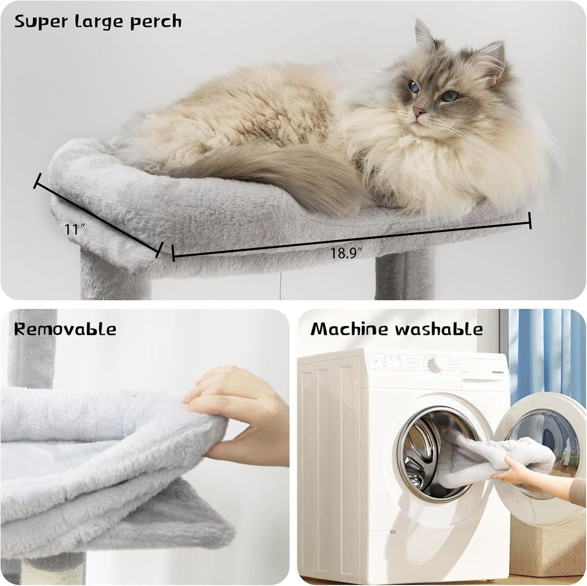 68 Inches Tall Multi-Level Cat Tree with Hammock and Light Gray T928