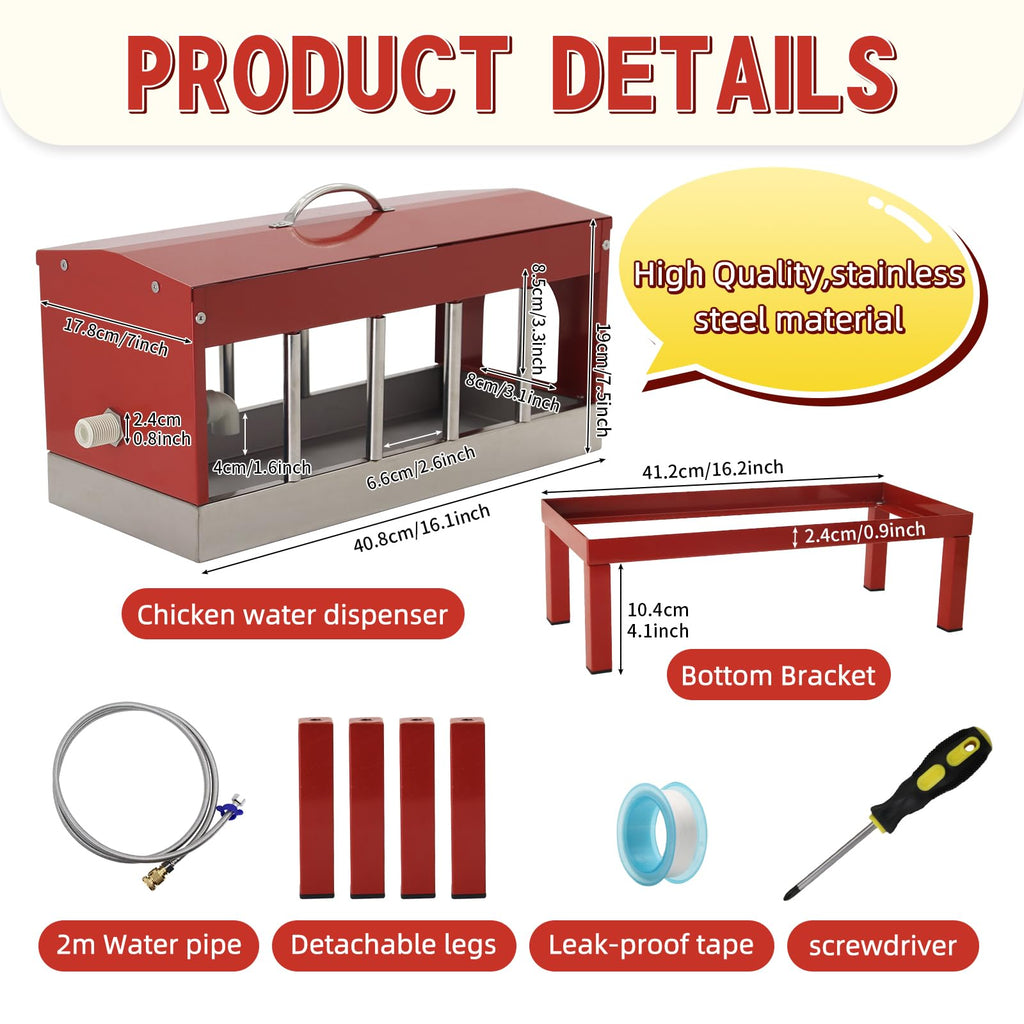 Automatic Chicken Waterer with Detachable Legs H1982