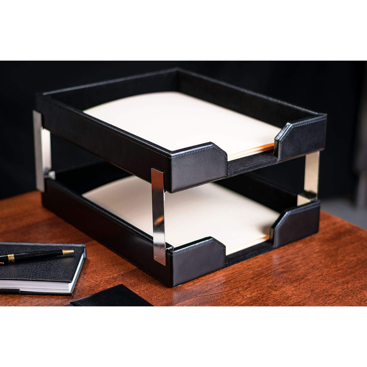 Black 8 Piece Bonded Leather Desk Set H250990