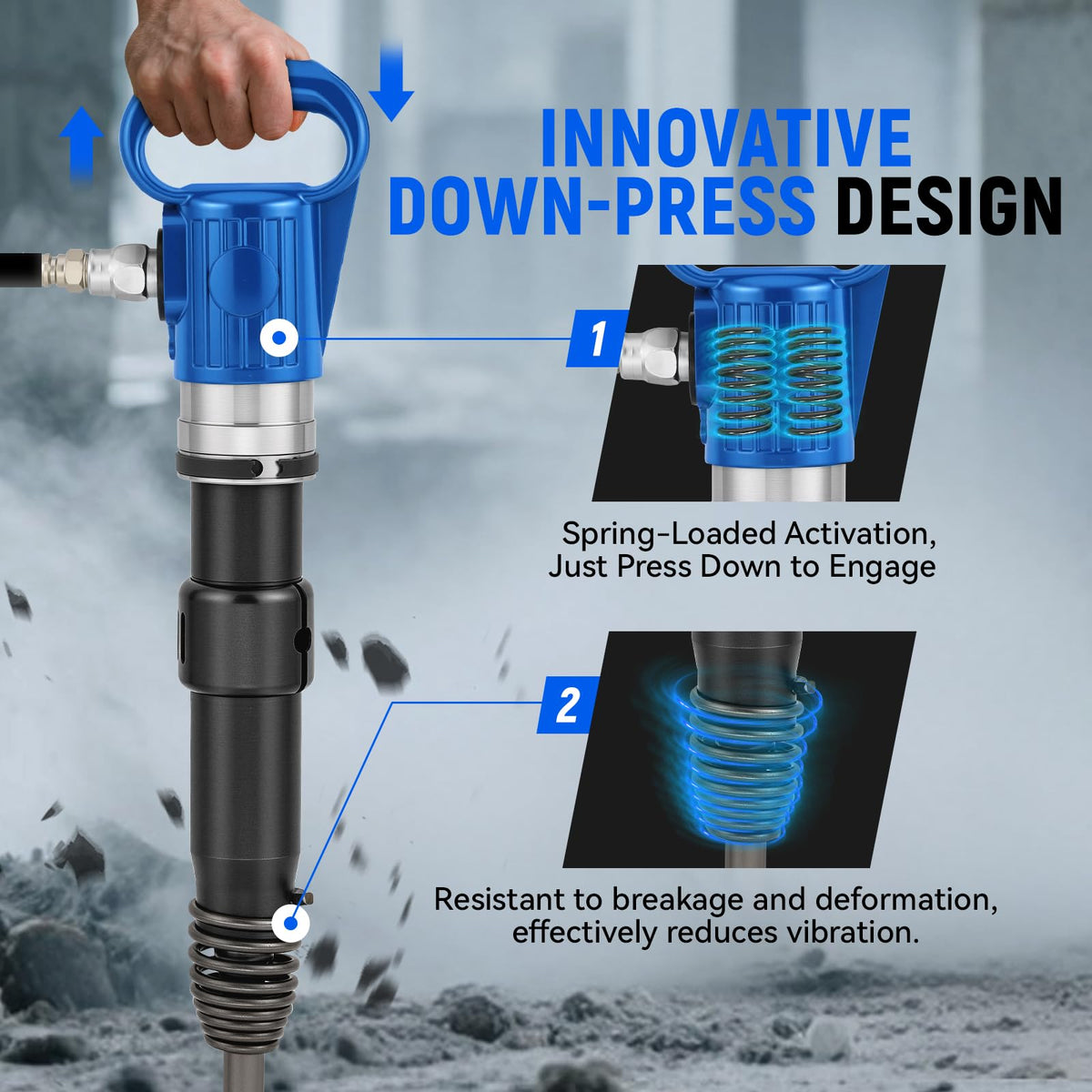 Pneumatic Hammer Shovel, 2 Heavy-Duty Air Chisels V745770