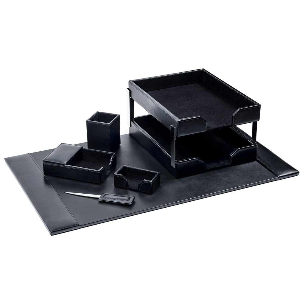 Black 8 Piece Bonded Leather Desk Set H250990