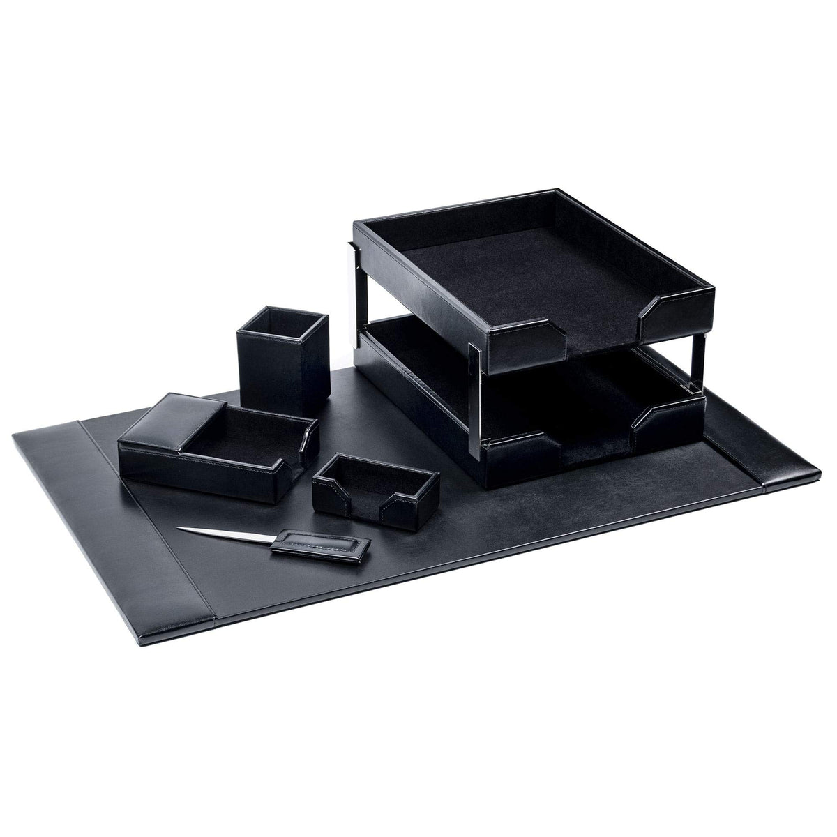 Black 8 Piece Bonded Leather Desk Set H250990