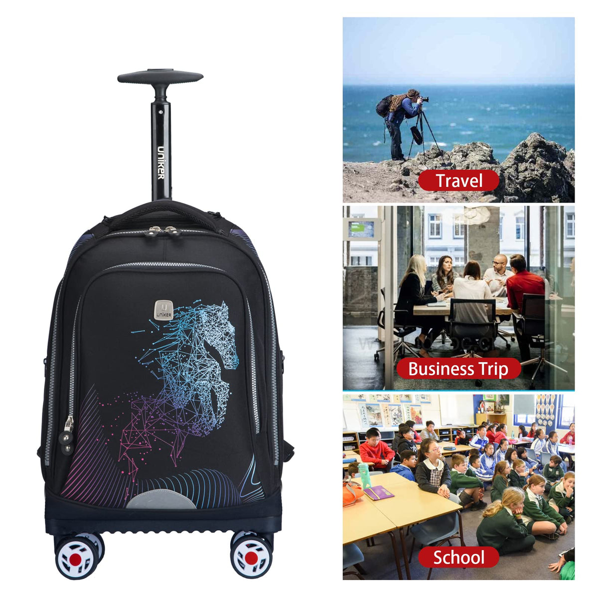 Rolling Backpack with Wheels Fits 15.6 Inch Z492