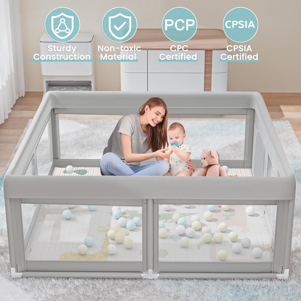 Baby Playpen with Mat, 50x50 Inch T5526