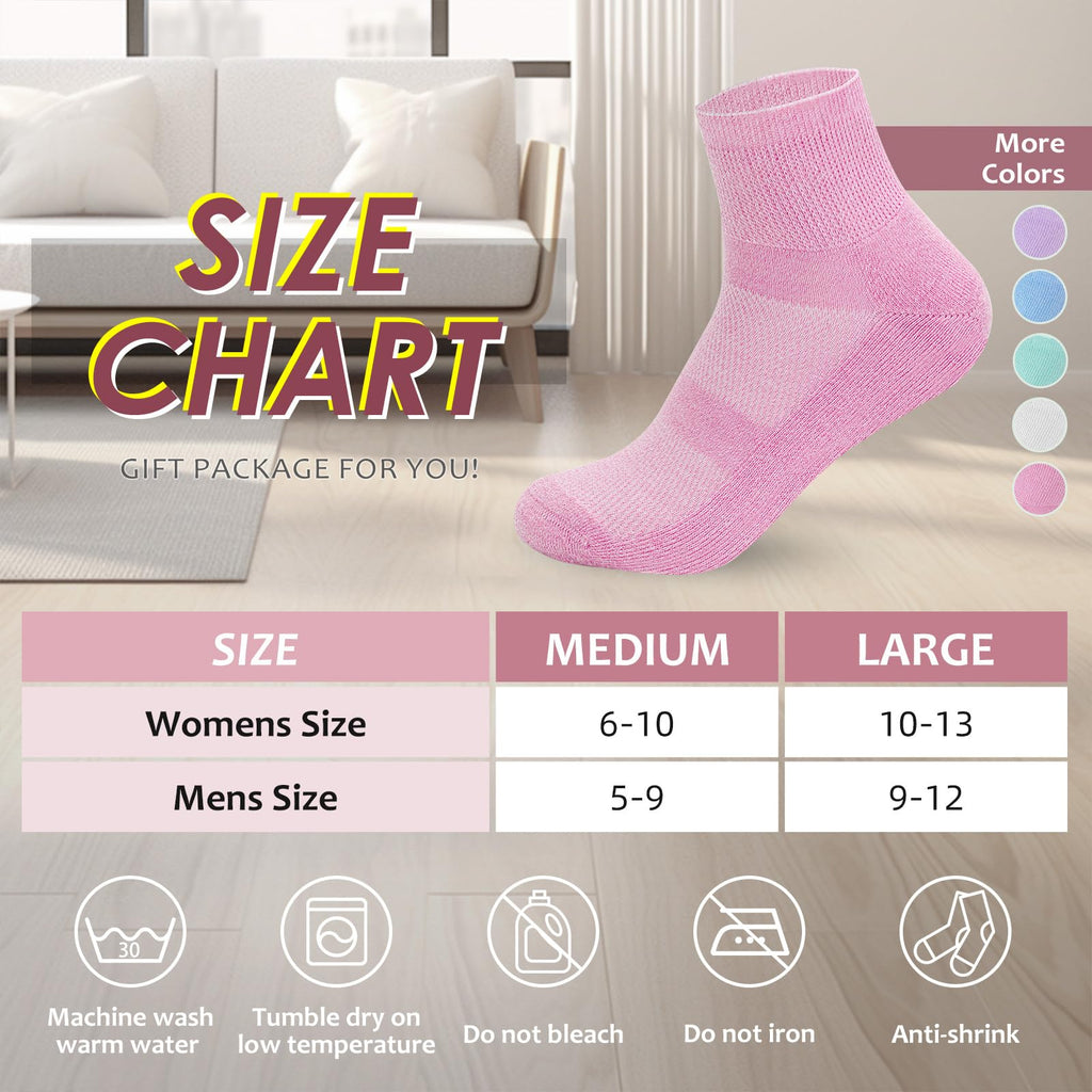 5 Pairs Bamboo Viscose Non-Binding Diabetic Ankle Socks W2653