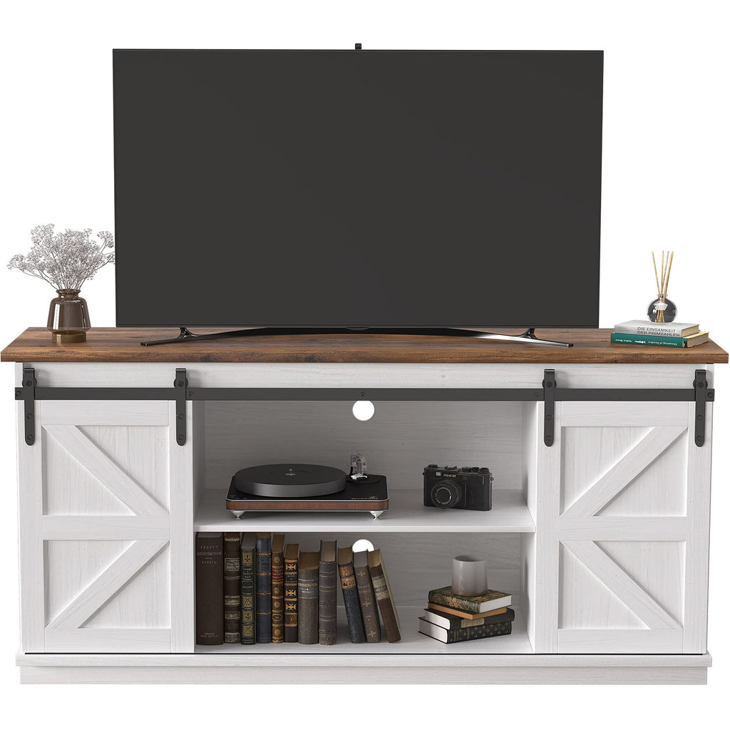 Bright White Mid Century Modern TV Stand for 65 Inch TV I3407