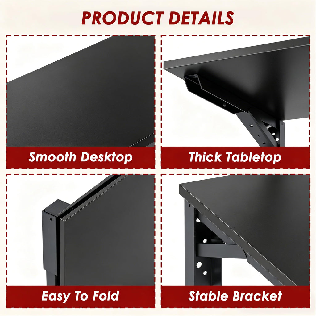 Wall Mounted Folding Table 30x20IN Black M30498