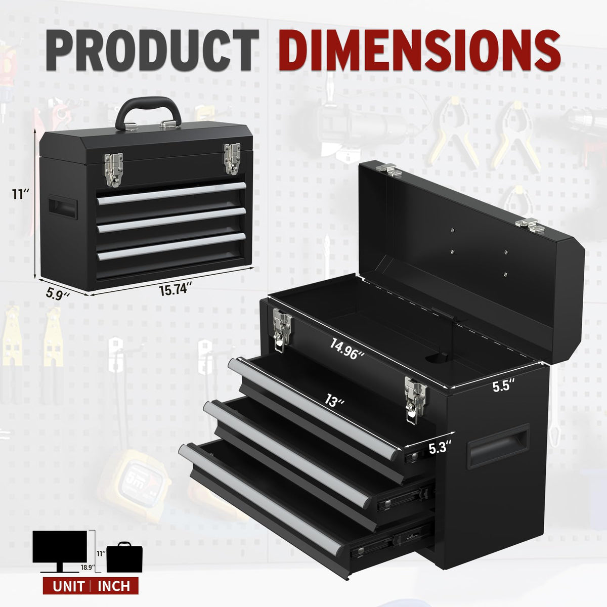3 Drawer Steel Tool Box with Locking System H966