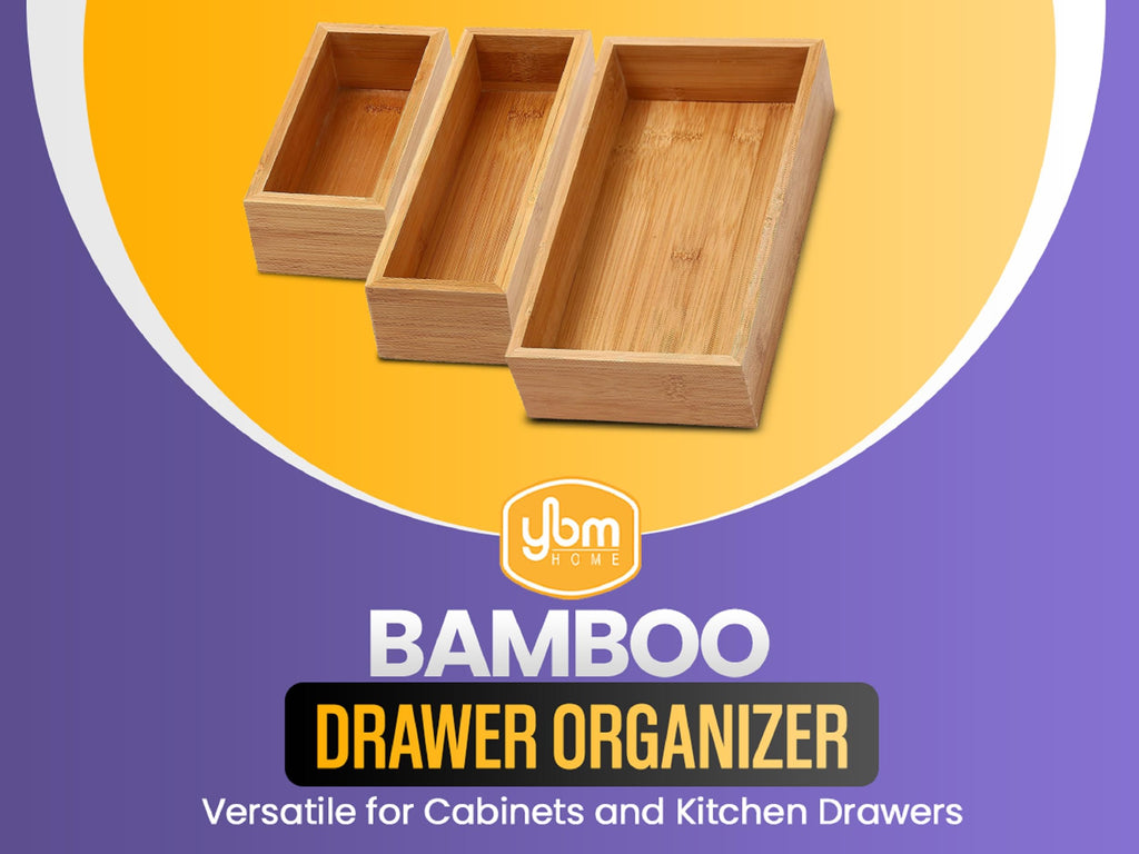 Bamboo Drawer Organizer Storage Box, 2 Pack 6x9x2 inch E83444