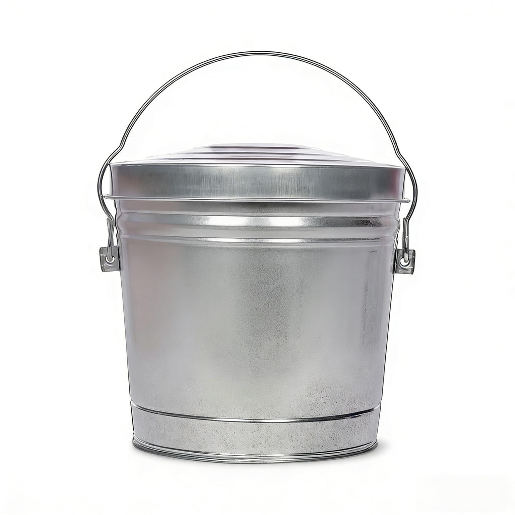 6 Gallon Galvanized Metal Trash Can with Lid F74499