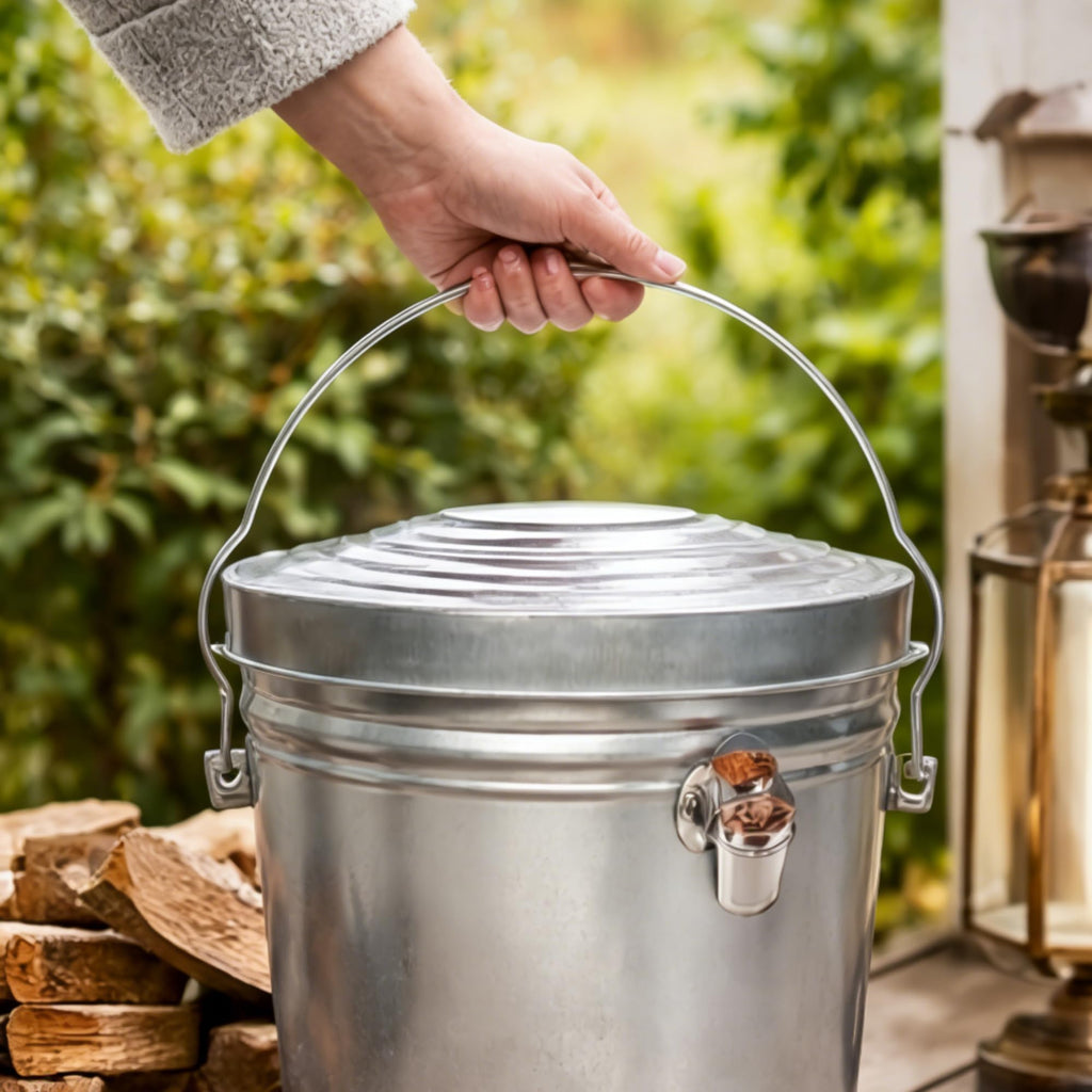 6 Gallon Galvanized Metal Trash Can with Lid F74499