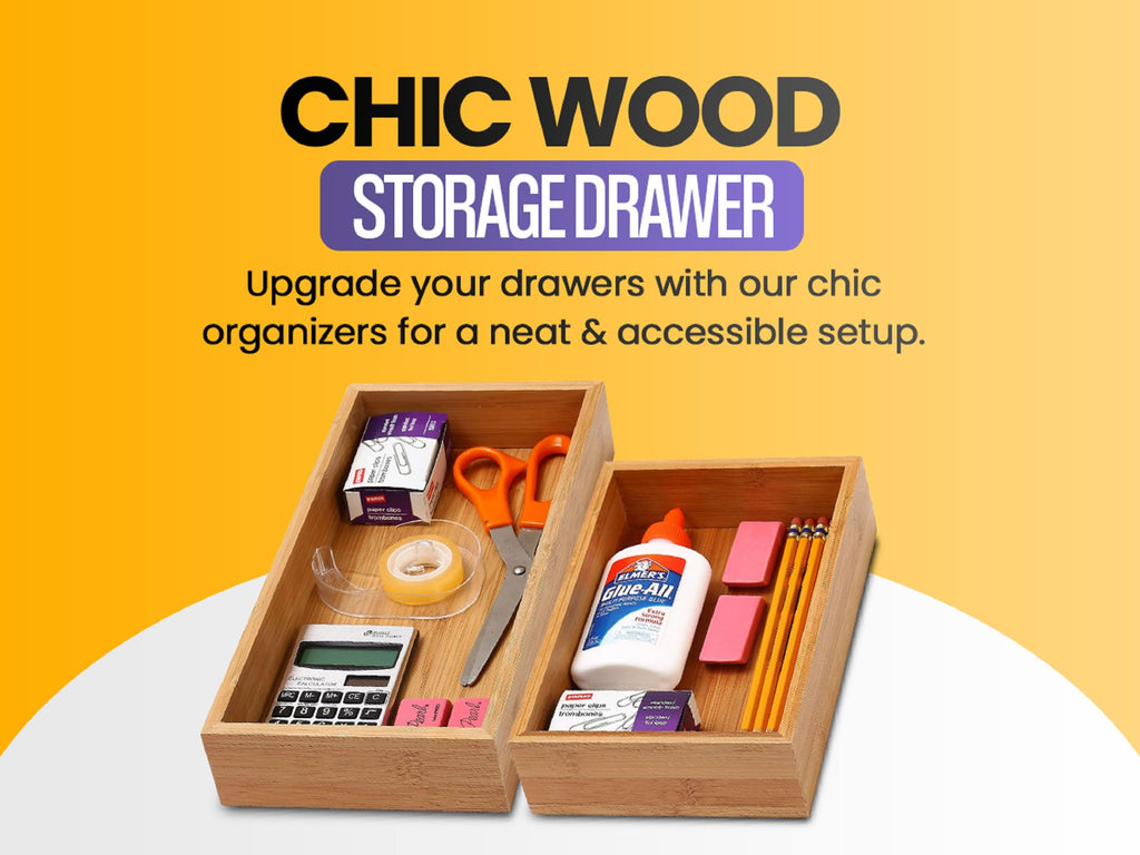 Bamboo Drawer Organizer Storage Box, 2 Pack 6x9x2 inch E83444