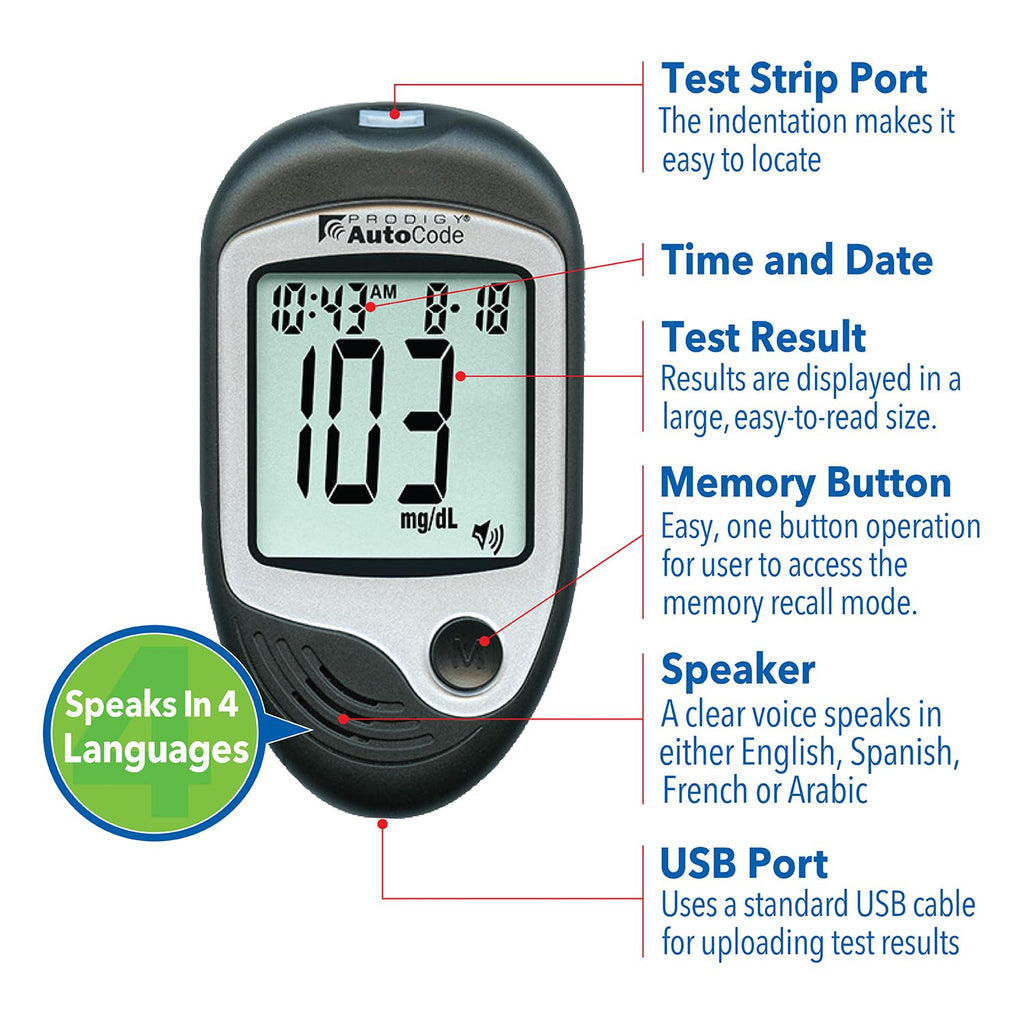 Blood Glucose Monitoring System with Talking Meter and Lancing Device O6173